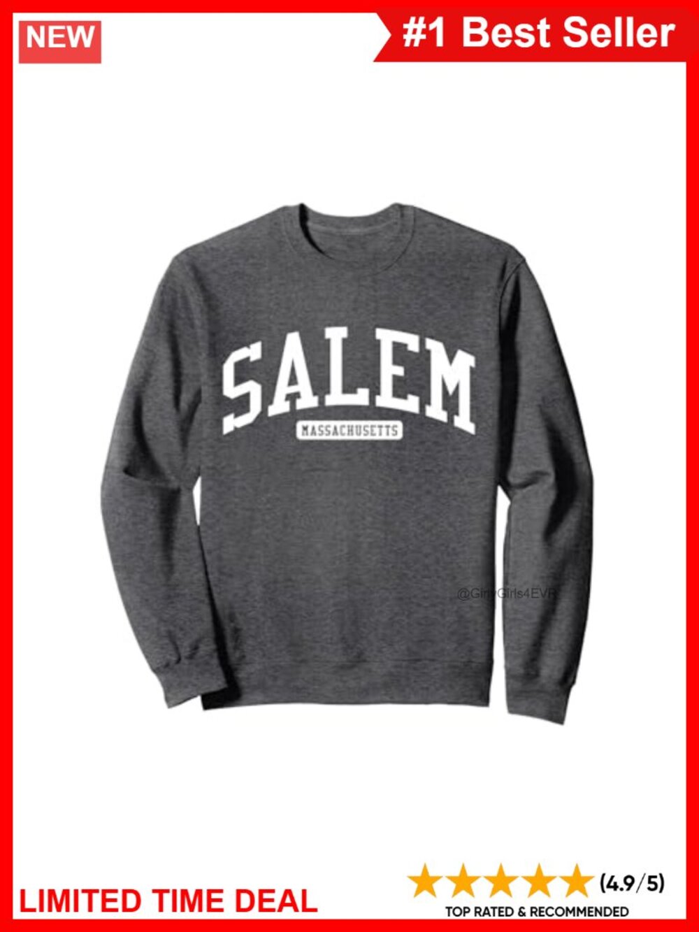 Salem Massachusetts College Style Crewneck Sweatshirt